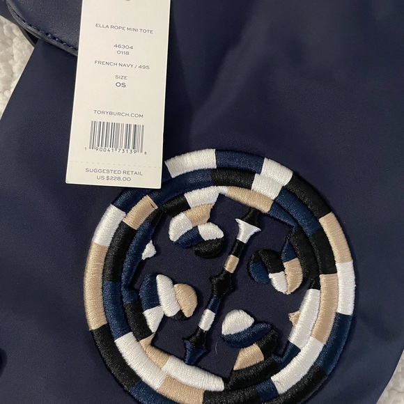 TORY BURCH Ella Mini Rope Tote Bag(French navy ) - Picture 12 of 12